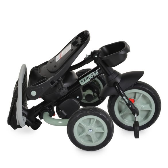 EXPLORE tricikli összecsukható tolókaros ZÖLD