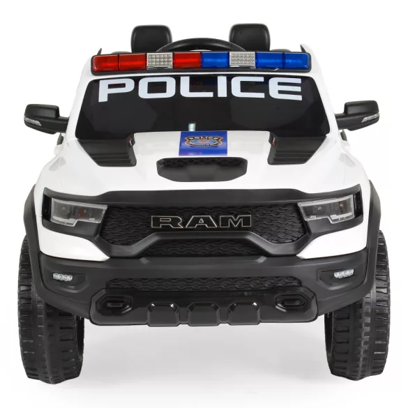 BO RAM MAMMOTH elektromos rendőrautó hangos bemondóval 107cm 2 motoros FEHÉR