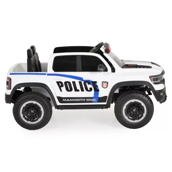 BO RAM MAMMOTH elektromos rendőrautó hangos bemondóval 107cm 2 motoros FEHÉR