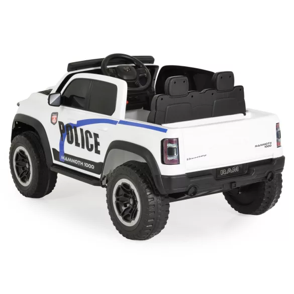 BO RAM MAMMOTH elektromos rendőrautó hangos bemondóval 107cm 2 motoros FEHÉR