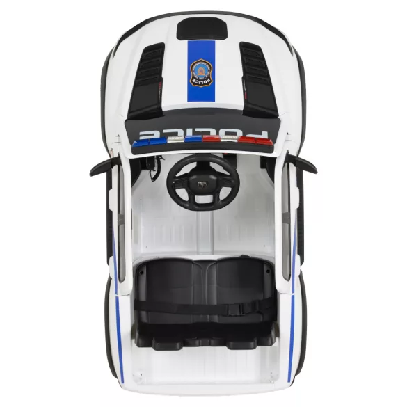 BO RAM MAMMOTH elektromos rendőrautó hangos bemondóval 107cm 2 motoros FEHÉR