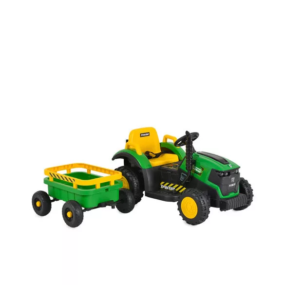 BO TERRON traktor 4 kerekű trélerrel 12V két motoros ZÖLD