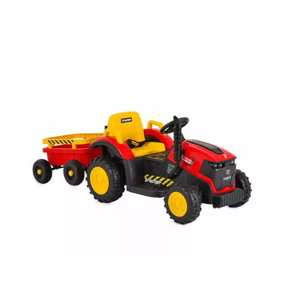 BO TERRON traktor 4 kerekű trélerrel 12V két motoros PIROS