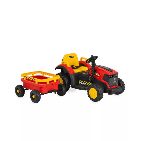 BO TERRON traktor 4 kerekű trélerrel 12V két motoros PIROS