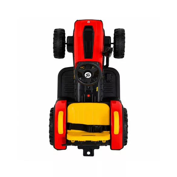 BO TERRON traktor 4 kerekű trélerrel 12V két motoros PIROS