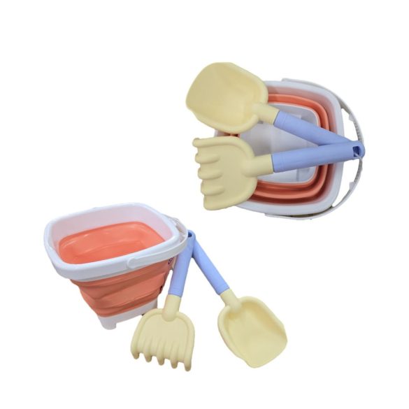 MOCHTOYS homokozó szett: összecsukható vödör, lapát, gereblye NARANCS