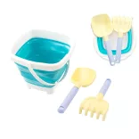 MOCHTOYS homokozó szett: összecsukható vödör, lapát, gereblye KÉK