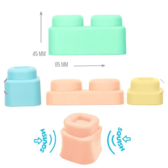 MOCHTOYS Play&Squish puha vonat építőkocka NAGY szett 12+4dbos PASZTELL ZÖLD 