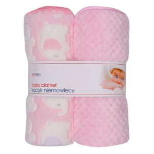 Duetbaby plüss takaró 2 db-os - Rózsaszín elefánt