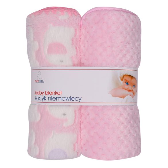 Duetbaby plüss takaró 2 db-os - Rózsaszín elefánt