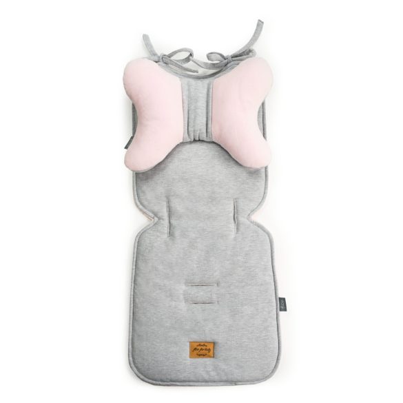 Floo babakocsi betét pillangó párnával - Szürke-Rózsaszín