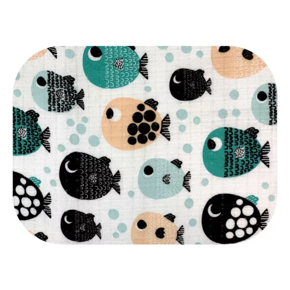 Színes mintás textil pelenka 70x80 cm-Halacska