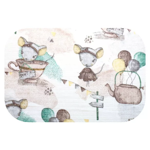 Színes mintás textil pelenka 70x80 cm-Egér a csészében