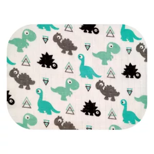 Színes mintás textil pelenka 70x80 cm-Türkiz dinó