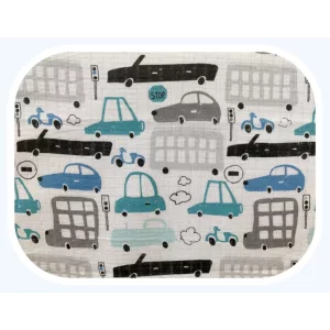 Színes mintás textil pelenka 70x80 cm-Kék autó