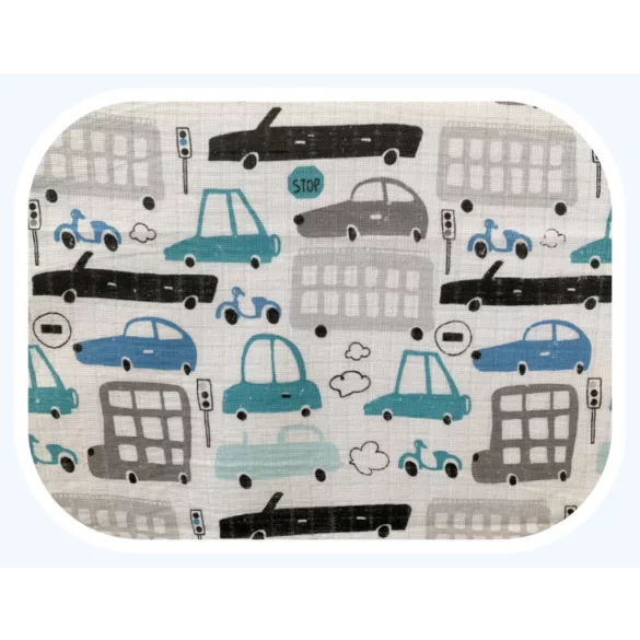 Színes mintás textil pelenka 70x80 cm-Kék autó