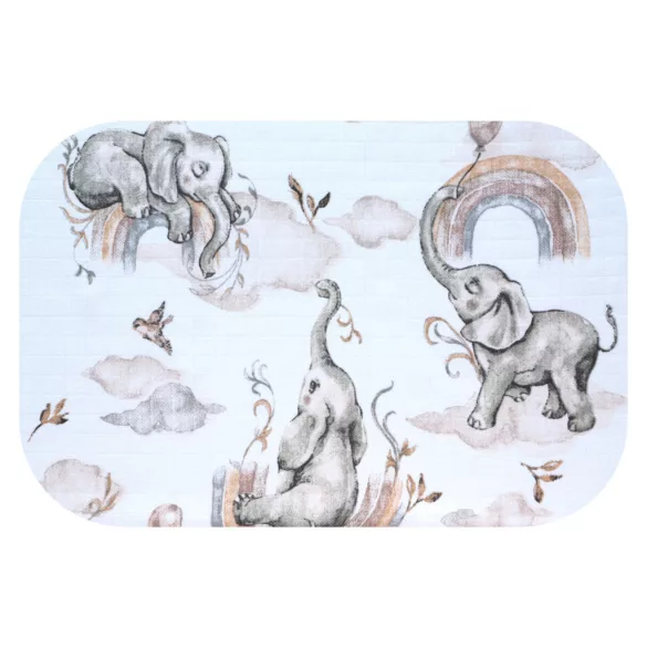Színes mintás textil pelenka 70x80 cm-Elefánt szivárványon