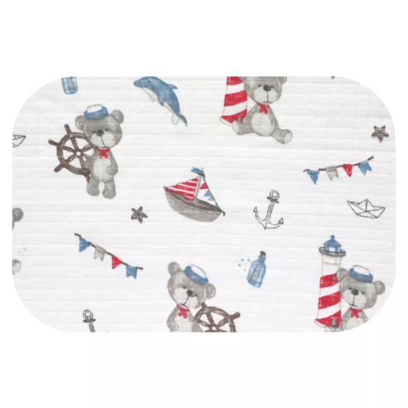 Színes mintás textil pelenka 70x80 cm-Medve kapitány