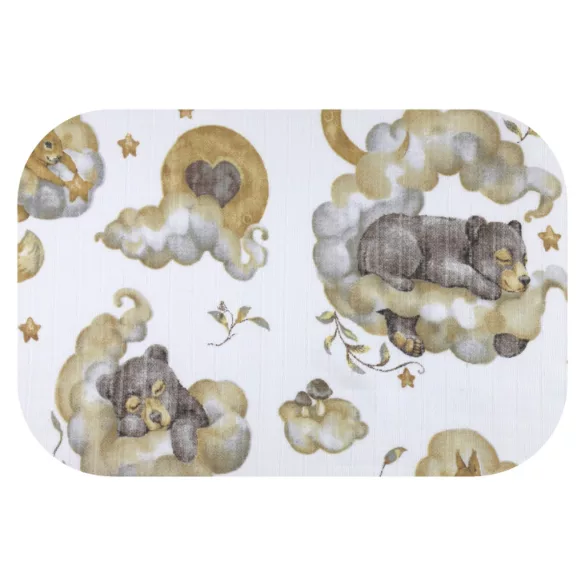 Színes mintás textil pelenka 70x80 cm-Alvó maci