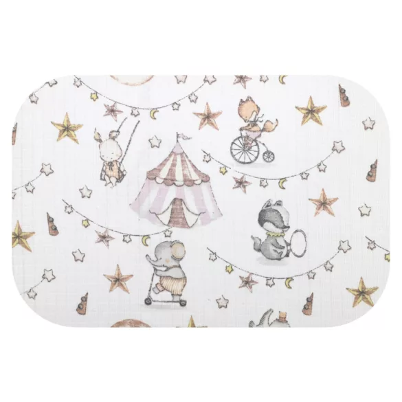 Színes mintás textil pelenka 70x80 cm- Rózsaszín Cirkusz