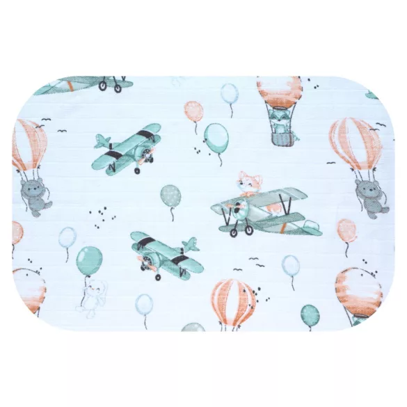 Színes mintás textil pelenka 70x80 cm- Róka pilóta