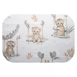 Színes mintás textil pelenka 70x80 cm- Állatok a hintán 