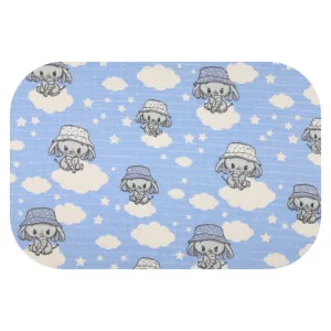 Színes mintás textil pelenka 70x80 cm- Kék elefánt kalapban 