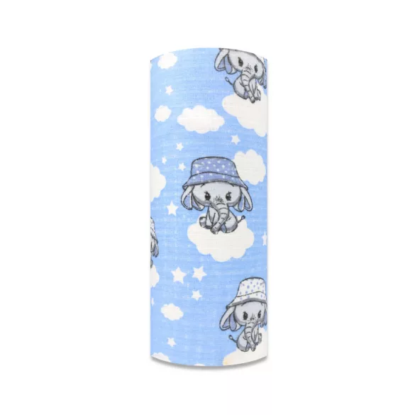 Színes mintás textil pelenka 70x80 cm- Kék elefánt kalapban 