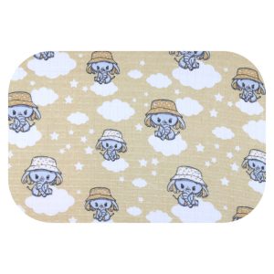 Színes mintás textil pelenka 70x80 cm- Bézs elefánt kalapban 
