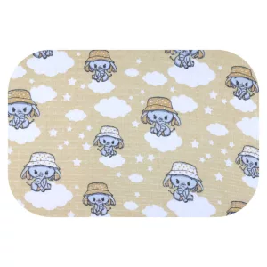 Színes mintás textil pelenka 70x80 cm- Bézs elefánt kalapban 