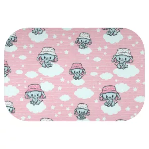 Színes mintás textil pelenka 70x80 cm- Rózsaszín elefánt kalapban 