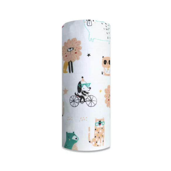 Színes mintás textil pelenka 70x80 cm- Háziállatok buli