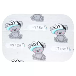 Színes mintás textil pelenka 70x80 cm-Szürke Fiú medve