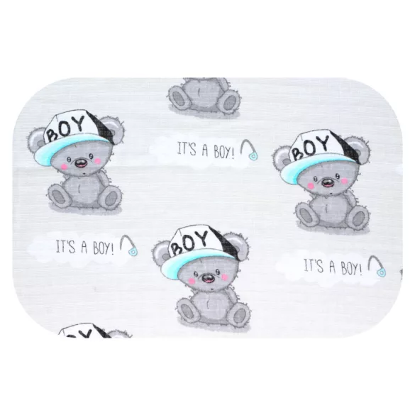 Színes mintás textil pelenka 70x80 cm-Szürke Fiú medve