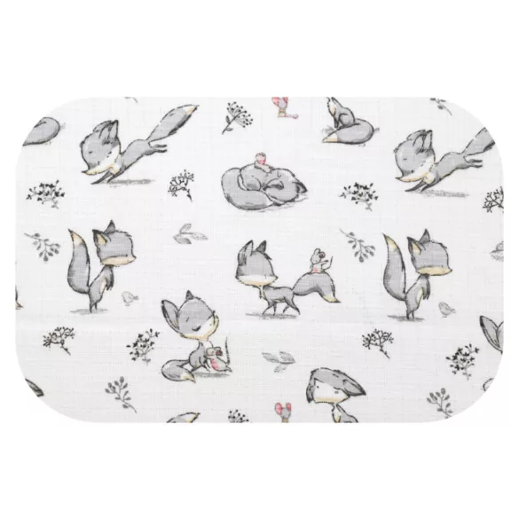 Színes mintás textil pelenka 70x80 cm-Szürke róka