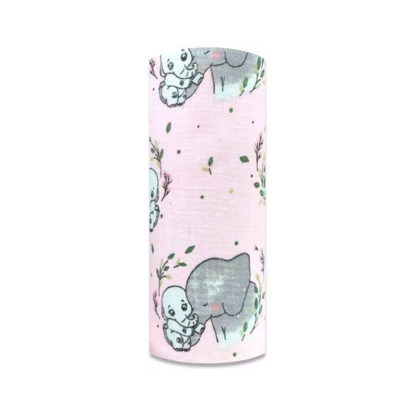 Színes mintás textil pelenka 70x80 cm-Rózsaszín elefánt
