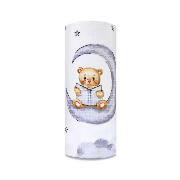 Színes mintás textil pelenka 70x80 cm-Holdas maci
