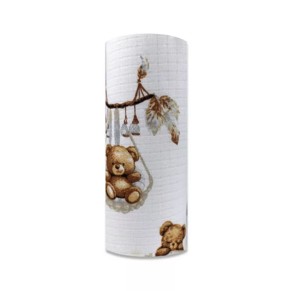 Színes mintás textil pelenka 70x80 cm-Maci a kosárban