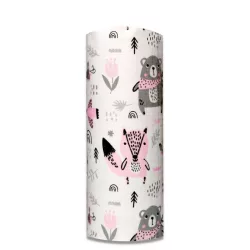   Színes mintás textil pelenka 70x80 cm-erdei állatok rózsaszín