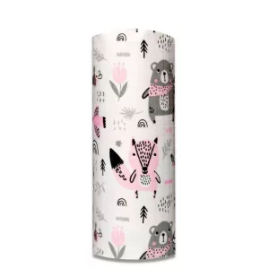 Színes mintás textil pelenka 70x80 cm-erdei állatok rózsaszín
