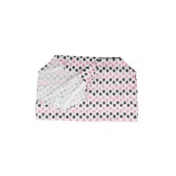 Óvodai lepedő végnyomott 135x60cm szürke-pink nagypötty