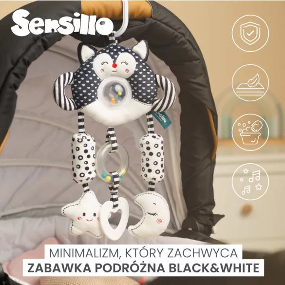 Sensillo plüss utazójáték black&white-Cica