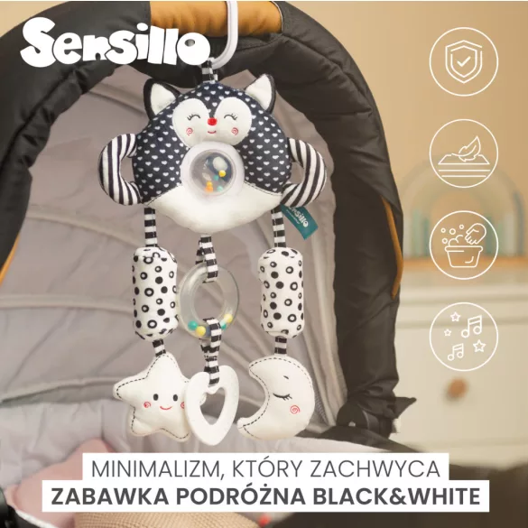 Sensillo plüss utazójáték black&white-Elefánt