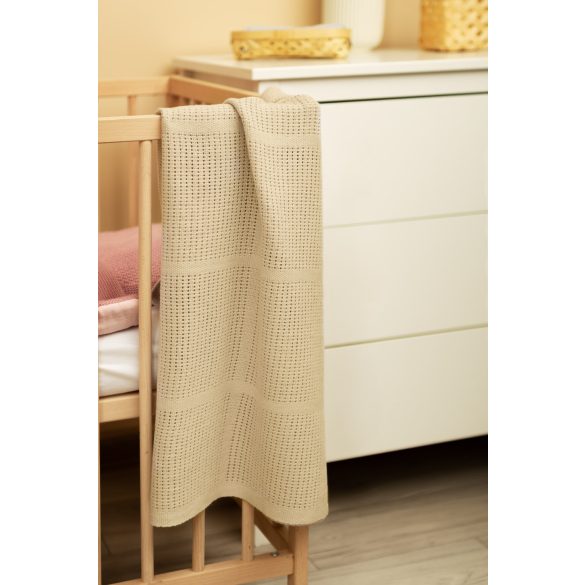 Sensillo csípkés pamut takaró 110x70 cm-Coffe Beige