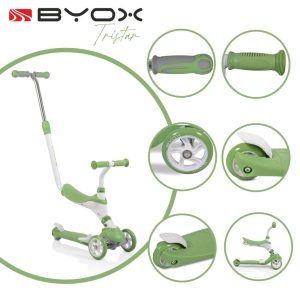 Byox Tristar 3 kerekű 3in1 roller - Zöld