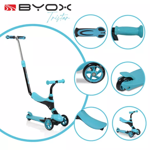 Byox Tristar 3 kerekű 3in1 roller - Kék