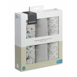   Kikkaboo kifogó 3 db muszlin 100x100cm Dreamy Fields szürke