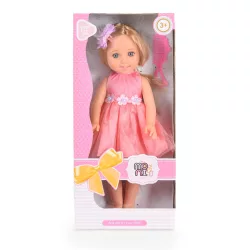   Moni Toys Hajasbaba 38cm-es szőke hajú, masnis, tartozék fésűvel - Barack