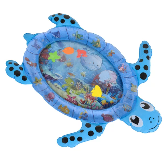 Moni Toys Vízzel tölthető interaktív játszószőnyeg - Teknős alakú - Kék - Halacskák