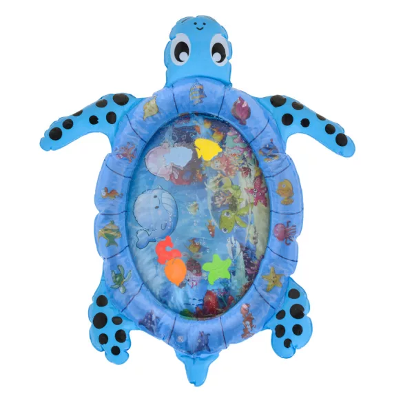 Moni Toys Vízzel tölthető interaktív játszószőnyeg - Teknős alakú - Kék - Halacskák